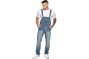 Enzo Jeans Uomo Blu Denim Salopette slavati SALOPETTE TUTA DA LAVORO GIROVITA 30"" - 50"