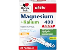 Doppelherz Magnesium 400 + Kalium DIRECT - Magnesium als Beitrag für die Muskelfunktion und das Elektrolytgleichgewicht - 20 