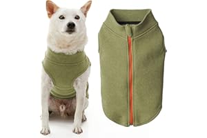 Gooby Suéter de forro polar de microfibra con cremallera para perro, verde, pequeño, chaqueta cálida de doble capa de forro polar de microfibra suave sin anillo para correa - Suéteres de invierno para