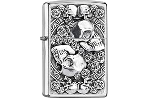 Zippo Collection 2019-2005891 200 - Mechero, diseño de Calavera y Rosas, Color Plateado