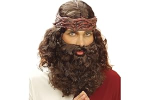 Widmann J6262 - peruka Prophet z brodą, brązowa, peruka ze sztucznych włosów, impreza tematyczna, karnawał