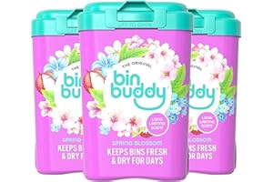 Bin Buddy Fresh Spring Blossom 450g x 3, Bin Freshener Deodoriser Powder, Leaves Your Bin Smelling Great, Suitable for Indoor and Outdoor Bins, Pack of 3