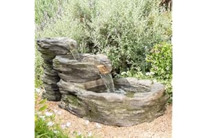 Primrose 63cm Stone Effect 3 Tier Cascading River Water Fountain with LED Lights Frost & UV Resistant Feature