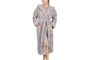 GRÄFENSTAYN LAYNENBURG Bademantel Damen Frottee - Kapuze - Lang - 100% Baumwolle (360g/m2) - OEKO TEX Standard 100 - Größe S, M, L, XL, XXL, 3XL