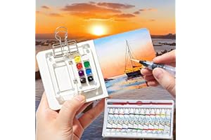 QSLKI 5PCS Juego de Paleta de Acuarela de Viaje, Pigmentos de 12 Colores, Kit de Paleta de Acuarela en Miniatura, Mini Paleta Pintura Portátiles Paleta, Bocetos, Paleta Magnética Plegable