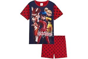 Miraculous Ladybug Pijama Niña, Pijama De Algodon Corto para Niñas, Regalos para Niña De La Prodigiosa Ladybug (Rojo, 4-5 años)