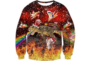 ALISISTER Unisex Ugly Christmas Jumper 3D Impreso Navidad Jersey Sudadera Divertida Suéter de Manga Larga Camiseta S-3XL
