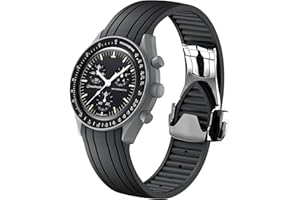 REBANDACE Cinturino per orologio Omega x Swatch MoonSwatch da 20 mm, fibbia pieghevole con finitura opaca, compatibile con Omega Swatch Moonswatch Speedmaster, curvo senza spazi vuoti, cinturino di