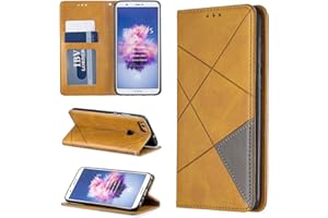 QIONGNIAN Funda para Huawei P Smart ,Funda para Huawei P Smart FIG-L03 FIG-LX2 FIG-L22 FIG-LX1 FIG-L21 FIG-LX3 FIG-LA1 / Nova Lite 2 / Enjoy 7S FIG-TL10 FIG-AL00 Funda Cartera de cuero con solapa Case Yellow