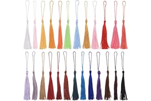 DERAYEE 100 PCS Silky Handmade Tassels Bookmarks Tassel Craft Floss Tassel with Cord Loop for Jewelry Making DIY Projects (assorted 25 Colors)