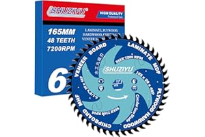LSHUZIYU, 165mm-48T, Taglio Sottile 1.6mm. Foro Centrale Da 20mm Con Rondella Da 15.88mm. Lama Per Sega Circolare Per Legno, Per Sega A Batteria Makita Hikoki Milwaukee Bosch Dewalt.