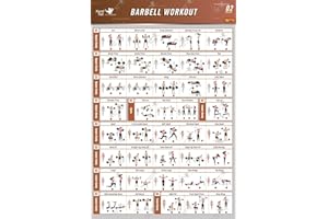 SMART WALL STATION Barbell Workout Exercise Fabric Poster BodyBuilding Guide Fitness Quotes Motivational Inspiration Home Gym Weight Lifting Workout Chart Build Muscle Tone Tighten Strength Training Routine 28x18 Inch