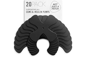 Not Just A Patch X-Patch CGM Sensor Patches (20 Pack) - Water Resistant Omnipod 5 Adhesive Patches - Durable for Active Lifestyle for 10-14 Days - Compatible with Dexcom G6, Libre 2 in Black