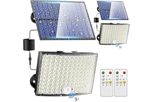 COOLNIGHT Lampada Solare da Esterno[268LED/ 5Modes/ 7M]Faro Led Esterno con Pannello Solare, Telecomando Luce Solare Led Esterno,IP65 Faretti Solari a Led da Esterno Luci Solari Esterno Garage Giardino[2 Pezzi]