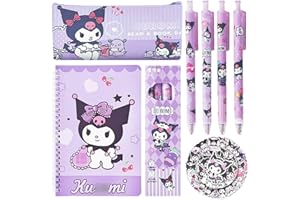 KOISWIM Cute School Supplies Set - Gel Pens, Journal Notebook, 50 Stickers, Pencil Cse, Kawaii Stationery Set, Back to School Gift, Purple
