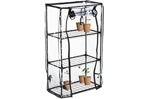 Relaxdays Gewächshaus Balkon, PVC-Folie, Stahl, HBT: 80 x 48 x 24,5 cm, Foliengewächshaus 3 Ebenen, schwarz/transparent