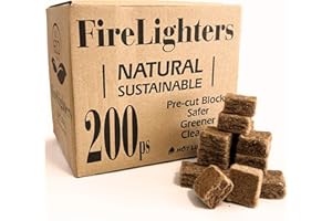 GARDENCO 200 Natural Block Lighter Eco Firelighters Fire Starter from Compressed Wood & Infussed with Recycled Wax | FirePits, Log Burning Stoves & BBQ