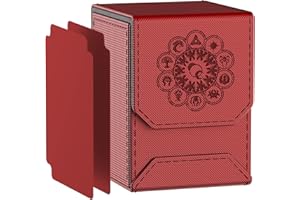 MIXPOET Scatola Porta Carte per MTG Carte, Magnetica Deck Box con 2 Divisori, Con Capacità di 110 TCG Carte, Ideale per le Carte Collezionabili (Rosso)