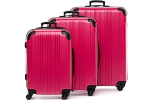 FERGÉ Set de 3 valises rigides à 4 roulettes QUÉBEC | Lot de 3 - Trolley Voyage | Ensemble de Bagages Rose