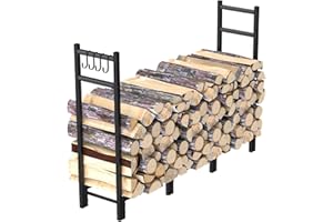 ZCZUOX Kaminholzregal innen Außen, Holzstapelhilfe, Holzunterstand, Brennholzlager, Kaminholzständer, Holzlager, Brennholzregal aus Metall für Kaminholz Brennholz (114 * 80 * 25CM)