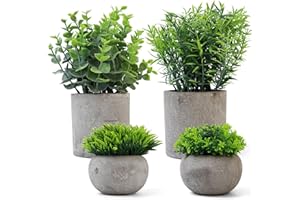 SZZHIYONG 4 Piezas Plantas Artificiales Decorativas Pequeñas, Planta Artificial de Plástico de Serpiente Suculentas, Macetas Artificiales Decoracion para Decoración Baño Hogar Cocina Dormitorio Oficina Casa