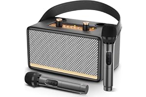 TORVEX Karaoke Machine, Wireless Microphone Karaoke Machine, 2 Wireless Microphones for Karaoke Speaker, 30W Portable Microphone Speaker with TF/AUX/USB/FM, for Home Party, Outdoor, Gift