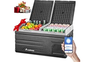 ‎AAOBOSI AAOBOSI 90L Kompressor Kühlbox, Dual Zone, Camping Kühlschrank mit APP, -20°C bis 20°C, USB-Handy-Ladung, LED-Beleuchtung, 12/24V und 100-240V, Geeignet für Autos, Lastwagen, Boote, Camping und Reisen