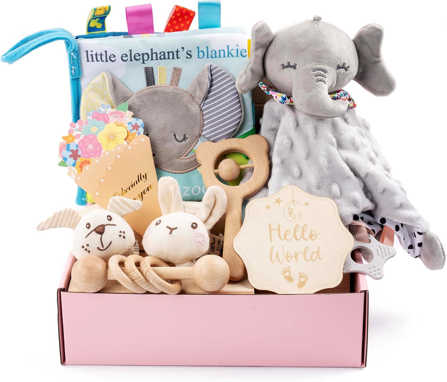 Set de regalo para recién nacidos, ideal para niños y niñas, incluye juego de sonajero, regalo de nacimiento (color gris terciopelo)