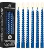 Candele Coniche A Spirale Blu Navy – 4 Pezzi, 25 Cm, Intrecciate, Antigoccia, Non Profumate, Cera