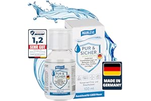 ‎AGUALEVE AGUALEVE PUR & SICHER **ohne** Chlor Wasseraufbereiter Trinkwasser – Inaktiviert Keime, Bakterien, etc. | Notvorrat, Notfall, Wohnmobil, Wohnwagen, Camping, Outdoor, Survival, Reisen