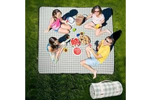 Zettfuly Picknickdecke Outdoor Extra Groß - 203 x 203 cm, Tragbare wasserdichte Picknickdecke, Waschmaschinenfeste 3-lagige Faltbare Picknickmatte mit Sandabweisender Unterseite (Grün)