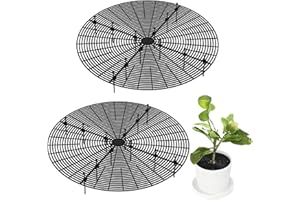 Zimoer Plant Pot Cover, Flower Pot Soil Guard, 2 Pcs Cuttable Plant Cover for Cats Babies, Plastic Pet Planter Protector, Flower Pots Grid for Children Pets (Round Black, 52cm)