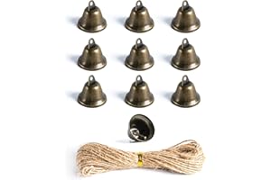 ‎SMALL SNAIL Small snail 10 Stück Vintage Bronze Glöckchen Mini Hängende Handwerksglocke mit 10m Juteschnur für DIY-Dekorationen, Christbaumschmuck, Windspiele, Nähen, Einbruch, Hundetöpfchentraining