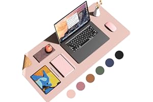 YSAGi Schreibtischunterlage, Mauspad aus Naturkork und Leder, 90x43cm Rutschfeste Schreibunterlage, Cork, Wasserdicht, Beidseitig Verwendbare Schreibtischmatte für Büro und Zuhause (Rosa)