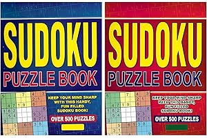 WF Graham Sudoku Puzzle Book, set of 2 - Spiral Bound Brain Teasers Travel Puzzles Book with over 500 Logic Puzzles