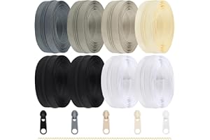 DOITEM Cremalleras de 2,8 mm de nailon de 70 pies con deslizador y cremallera para costura y manualidades, 6 colores