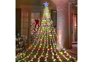 Acxilexy Oświetlenie choinkowe z gwiazdkami, 2 m x 9, 198 diod LED, wodoszczelny, USB, łańcuch świetlny z 8 trybami pracy, na choinkę, okno, dekoracja ogrodu