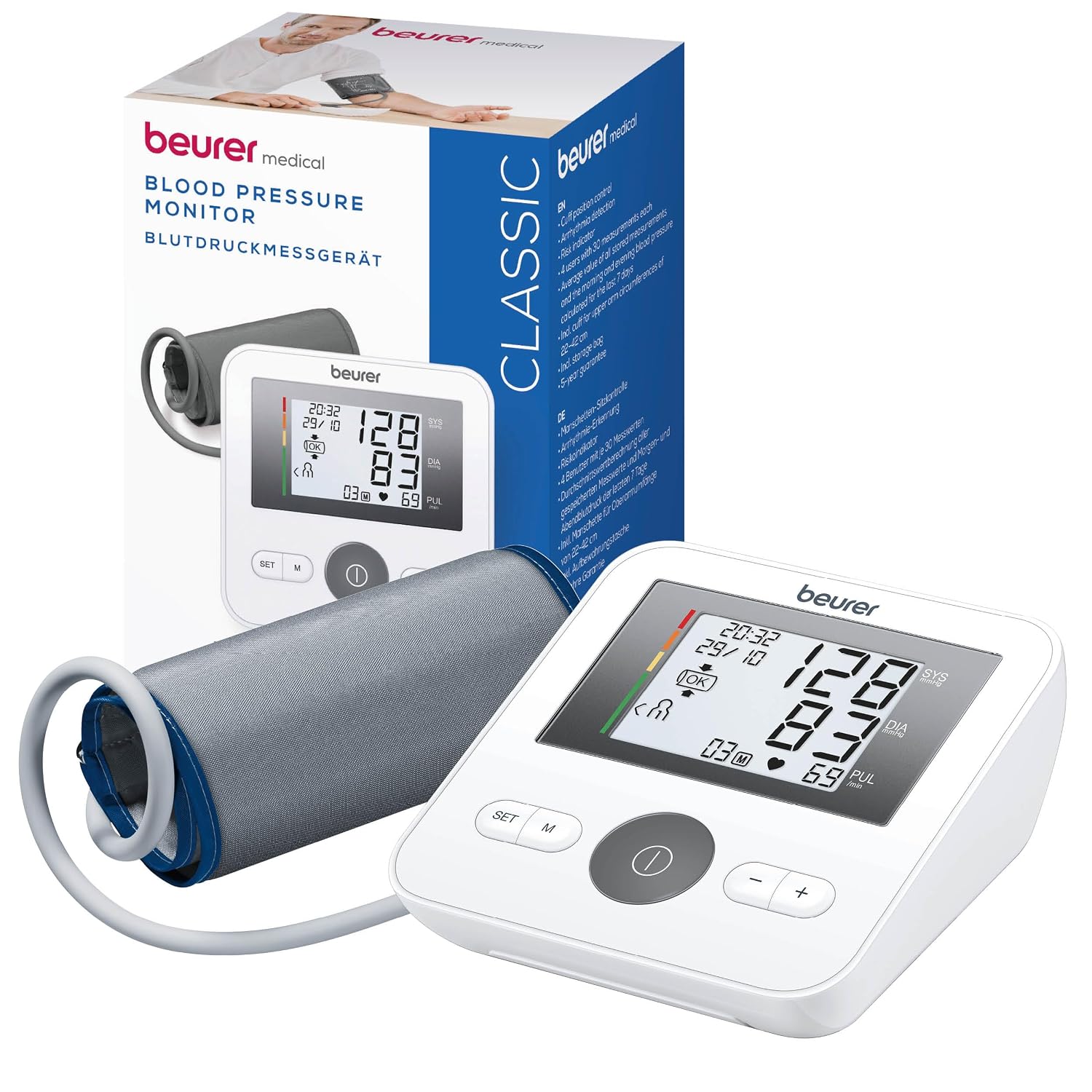 Beurer BM 27-arm drukmeter met horizontale weergave, geheugenfunctie en bewegingsdetectie