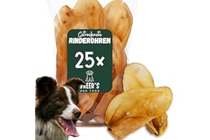 BREERs Getrocknete Rinderohren für Hunde 25 Stück aus eigener Deutscher Herstellung, Kauartikel für Groß & Klein