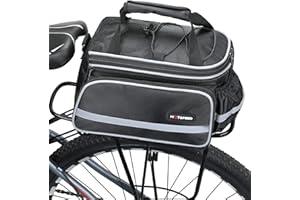 BAIGIO Bike Pannier Bag Waterproof Bicycle Rear Seat Trunk Panniers Extendable Cycle Storage Pouch with Shoulder Strap & Rain Cover