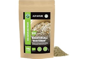 Ekologisk medelhavs örtsalt (500 g), ekologisk kryddblandning salt örtblandning, 100% naturlig, ingredienser från kbA, kryddblandning för marinader och rub, utan konstgjorda tillsatser
