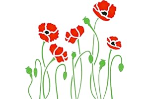 CRAFT KREATIVELY Pochoir champ de coquelicots, 16,5 x 16,5 cm (S) – Pochoirs fleuri bordure fleuri