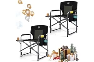 TIMBER RIDGE Silla de Camping Resistente de 180 kg 2Pcs Silla Plegable Aluminio Silla de Camping para Adultos con Mesa Auxiliar Portátil para Festivales al Aire Libre