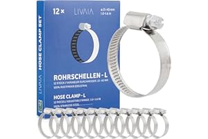 Juego de abrazaderas metalicas para tubo: 12x bridas de 25 mm - 40 mm de acero inoxidable para tubos - abrazadera de acero inox LIVAIA
