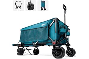 Portal Festival Trolley with Adjustable Tailgate Brakes 300L Beach Trolley for Sand with Big Wheels Camping Cart Heavy Duty Folding Wagon Collapsible Trailer Buggy for Garden Event
