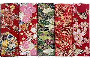 aufodara 5 Pezzi 40 x 80 cm Tessuti Tessuto Cotone Stoffa Stile Giapponese Tessuto Abbronzante Patchwork Cucito Creativo Stoffe a Metro Materiali per Hobby Creativi Quilting Tessuto (Rosso)