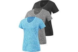 Star Vibe 3 Pack Women's Short Sleeve Dry Fit T-Shirts Moisture Wicking Athletic V-Neck Gym Tee Exercise Yoga Tops