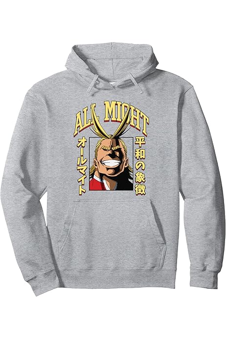 My Hero Academia All Might Portrait and Name Anime Pullover Hoodie :  Amazon.co.uk: Fashion