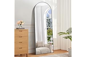 BONEWEI Arched Full Length Mirror, 161x52cm Full Body Free Standing Mirror Black Aluminium Frame, Large Floor Mirror Standing Hanging or Leaning Against Wall for Bedroom Entry, Living Room