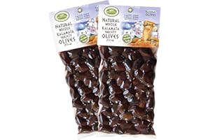 ‎KORVEL MEDITERRANEAN QUALITY PRODUCTS KORVEL Oliven - Griechische Oliven - Kalamata - 500gr (2 x 250gr) - Vakuum Packung - Oliven mit Stein - Eingelegte Kalamon - Griechisches Produkt - Naturprodukt - Gesunder Snack – Vegan